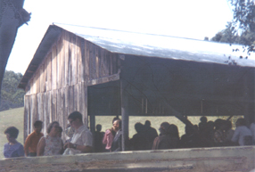 Service in the open-air church building